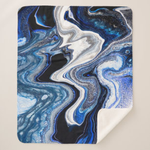 Silver white, deep sea marble texture. sherpa blanket