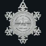 Silver & white diamonds 25th wedding Anniversary Snowflake Pewter Christmas Ornament<br><div class="desc">Elegant silver and white diamonds 25th wedding anniversary customisable template.</div>