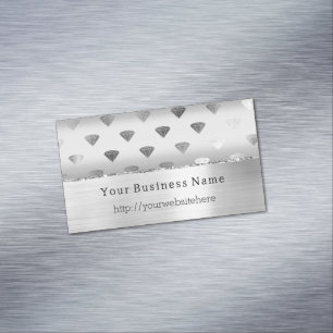Silver White Diamonds Business name website Magnetic Business Card