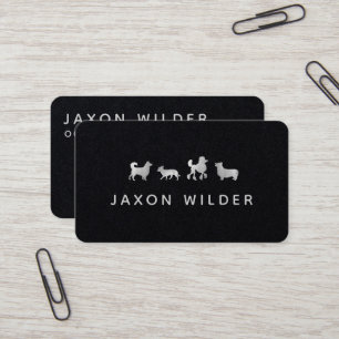 Silver White Dog Silhouette Cloud Minimal Business Card