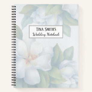 Silver White Dogwood Blossom Wedding Notebook