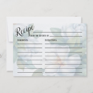 Silver White Dogwood Blossom Wedding Recipe Card