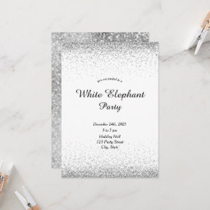 Silver White Elephant Party Invitation