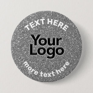 Silver White Glitter Business Logo DIY Promotional 7.5 Cm Round Badge