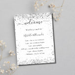 Silver white glitter elegant wedding program poster<br><div class="desc">A modern,  elegant wedding program,  timeline.  A white background decorated with faux silver glitter,  sparkles.  Personalise and add your names and wedding details. Black coloured letters.  If you have more text it's possible to reduce the line space.</div>