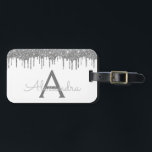 Silver White Glitter Sparkle Monogram Name Luggage Tag<br><div class="desc">Luxury Silver and White Dripping Glitter and Sparkle Monogram Name and Initial Luggage Tag. This bag tag is perfect for Wedding or Bachelorette Party,  Bridal Shower Favour,  Honeymoon,  Back to School,  Beauty Salon Work,  or Travelling.</div>