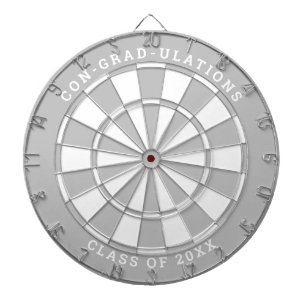 Silver & White Graduation Custom Text Dartboard