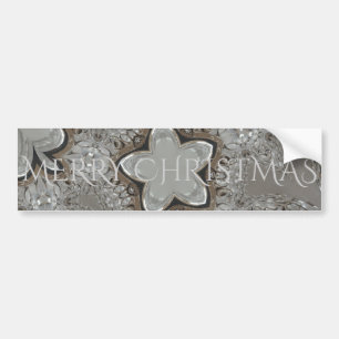 Silver White Grey Shiny Star Merry Christmas Bumper Sticker