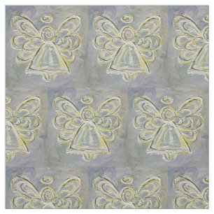 Silver White Guardian Angel Art Fabric Material