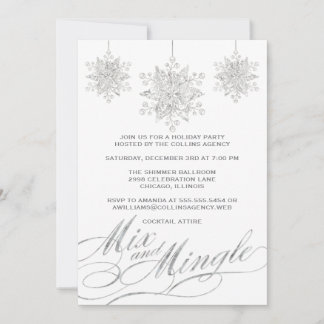Silver & White Mix & Mingle Holiday Party Invitation