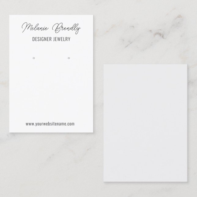 Silver White Modern Chic Jewellery Earring Display Business Card (Front/Back)