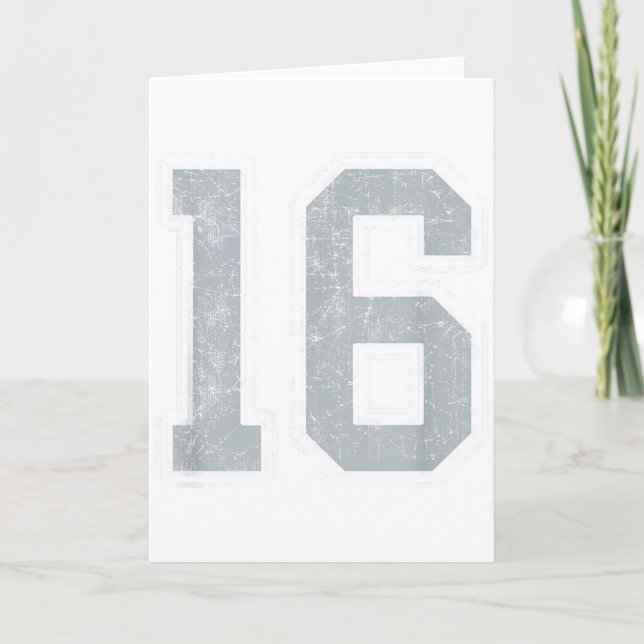 Silver White Number 16 Jersey Player Uniform #16  Card (Front)