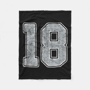 Silver White Number 18 Jersey Player Uniform #18  Fleece Blanket