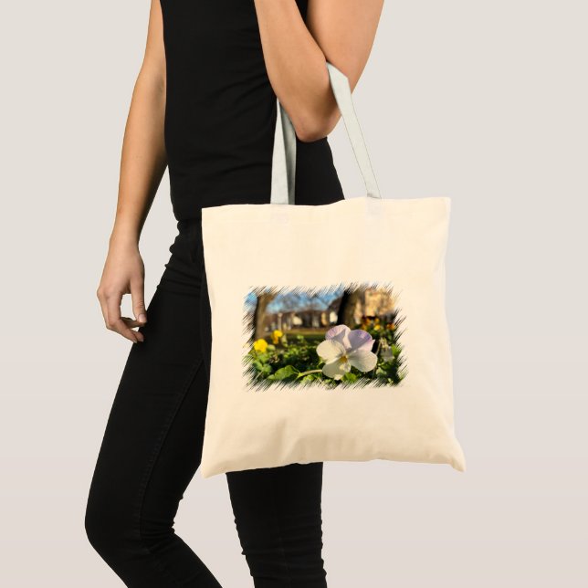 Silver white pansy tote bag (Front (Product))