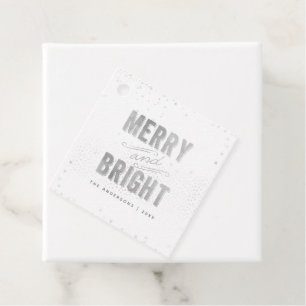 Silver & White Snowflake Merry and Bright Holiday Favour Tags