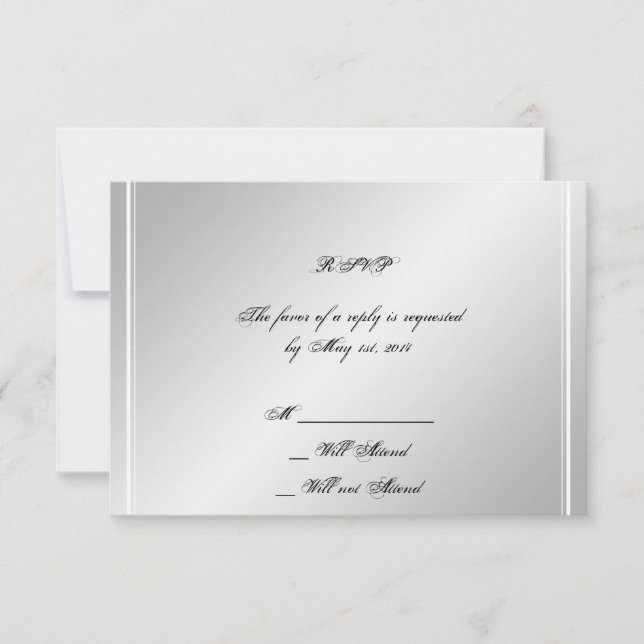 Silver White Snowflake Winter Response Card (Front)
