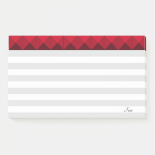 Silver & White Striped & Burgundy Header Post-it Notes