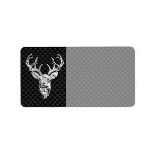 Silver Wild Deer on Carbon Fibre Style Decor Label
