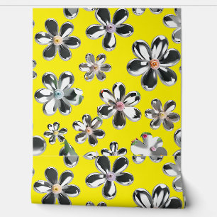 Silver wild flowers wallpaper