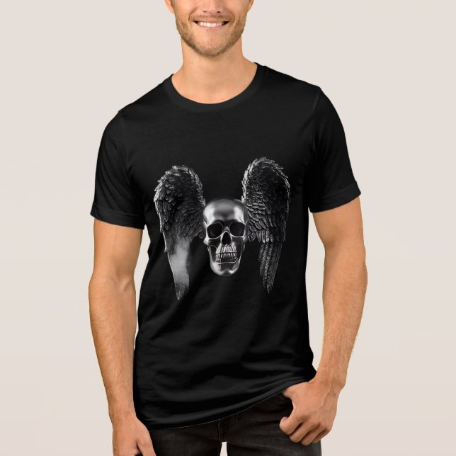 Silver Winged Skull Tri-Blend Shirt (Front)