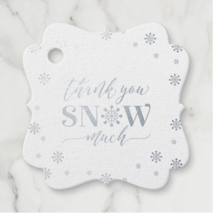Silver Winter Birthday, Baby Shower Thank you Favour Tags