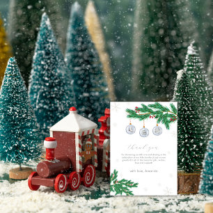 Silver Winter Clothesline Ornaments Baby Shower Thank You Card