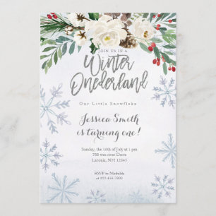 Silver Winter Onederland 1st birthday invitation. Invitation