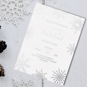 Silver Winter onederland Foil Invitation