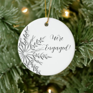 Silver Winter Snowflake Engagement Ceramic Tree Decoration