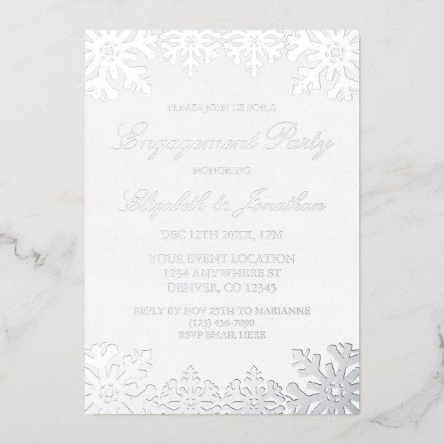 Silver Winter Snowflake Engagement Party (Front)