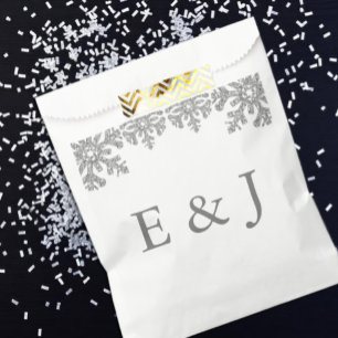 Silver Winter Snowflake Wedding Favour Bags