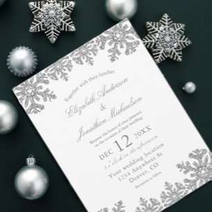 Silver Winter Snowflake Wedding Postcard