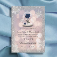 Silver Winter Wedding Blue Rose Flower Dome 