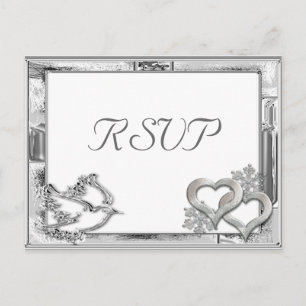 Silver Winter Wedding RSVP Postcard