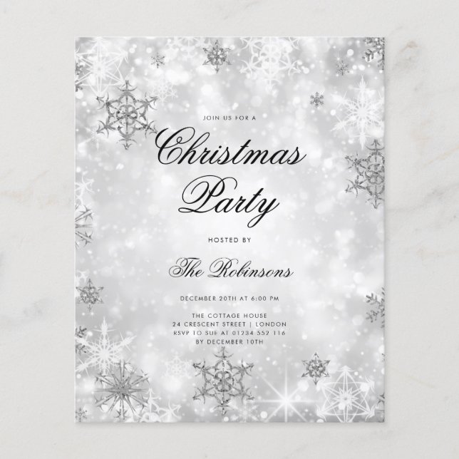 Silver Winter Wonder Holiday Invite Program & Menu (Front)