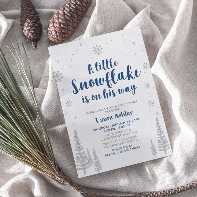 Silver Winter Wonderland, Boy Baby Shower/Sprinkle Invitation (Creator Uploaded)