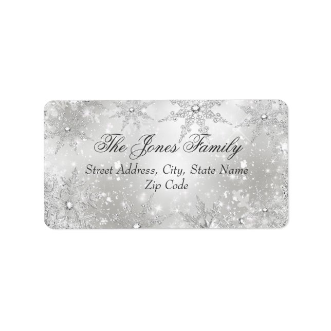 Silver Winter Wonderland Christmas Address Labels (Front)