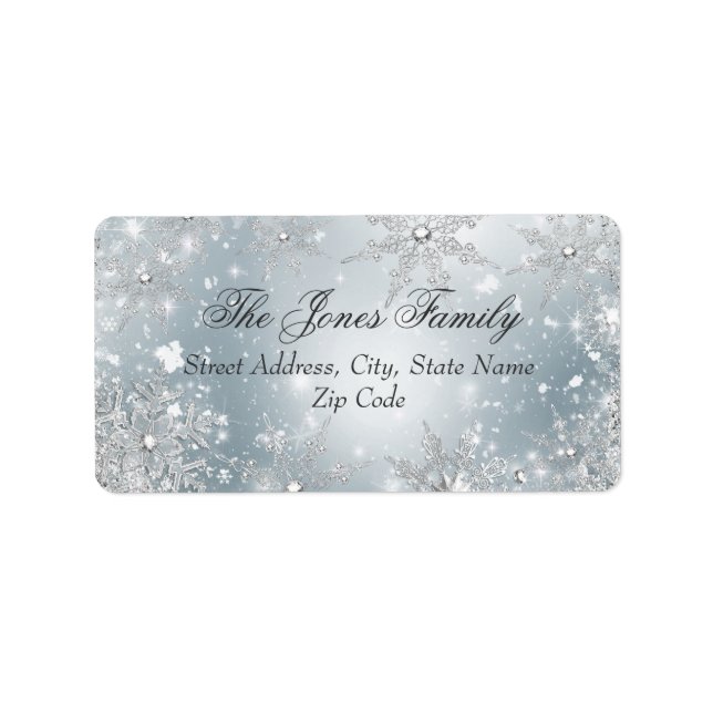 Silver Winter Wonderland Christmas Address Labels (Front)