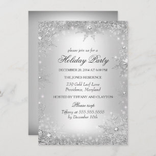 Silver Winter Wonderland Christmas Holiday Party Invitation