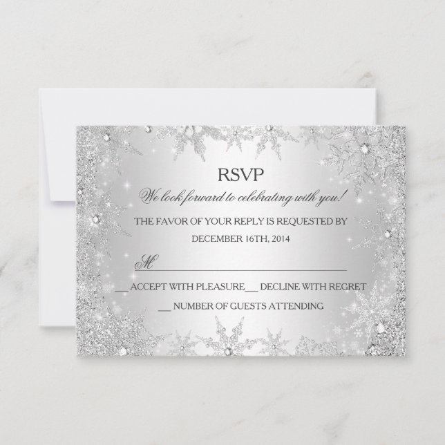 Silver Winter Wonderland Christmas Holiday RSVP (Front)