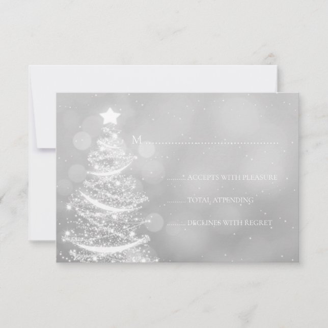 Silver Winter Wonderland Christmas Wedding  RSVP Card (Front)