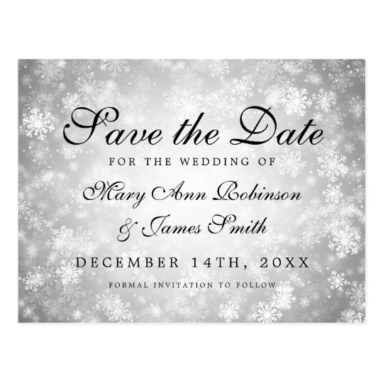 Silver Winter Wonderland Elegant Save The Date Postcard
