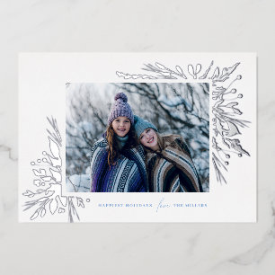 Silver Winter Wonderland Holiday Photo Foil Card