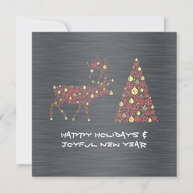 Silver wish card HAPPY HOLIDAYS JOYFUL NEW YEAR (Front)