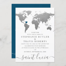 Silver World Travel Map Destination Wedding