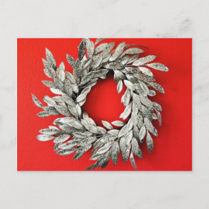 Silver Wreath Christmas Postcard