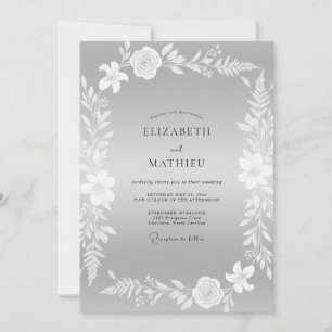 Silver Wreath Wedding Invitation