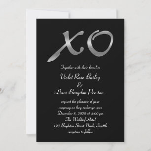 Silver XO's Wedding Invitation