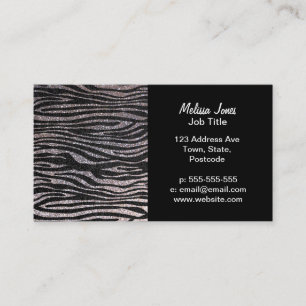 Silver zebra stripe pattern (faux glitter bling) business card