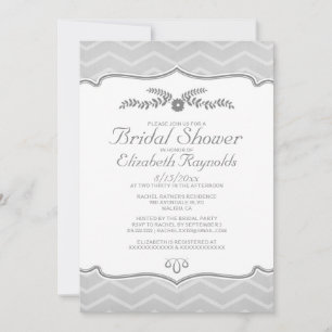 Silver Zigzag Bridal Shower Invitations